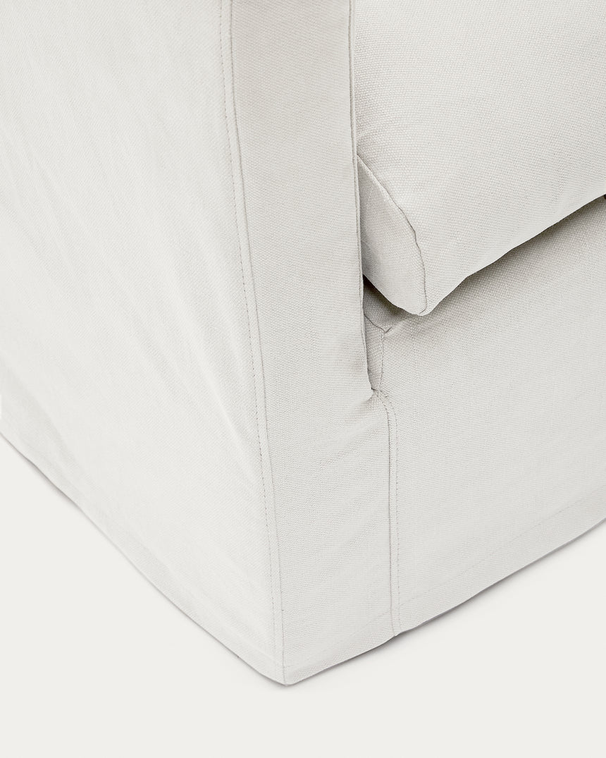 Nora Sessel mit abziehbarem Kissenbezug aus Leinen und Baumwolle naturfarben 92 cm - ZEN ZONE Furniture
