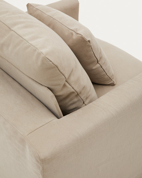 Nora Sessel mit abziehbarem Kissenbezug aus Leinen und Baumwolle taupe 92 cm - ZEN ZONE Furniture