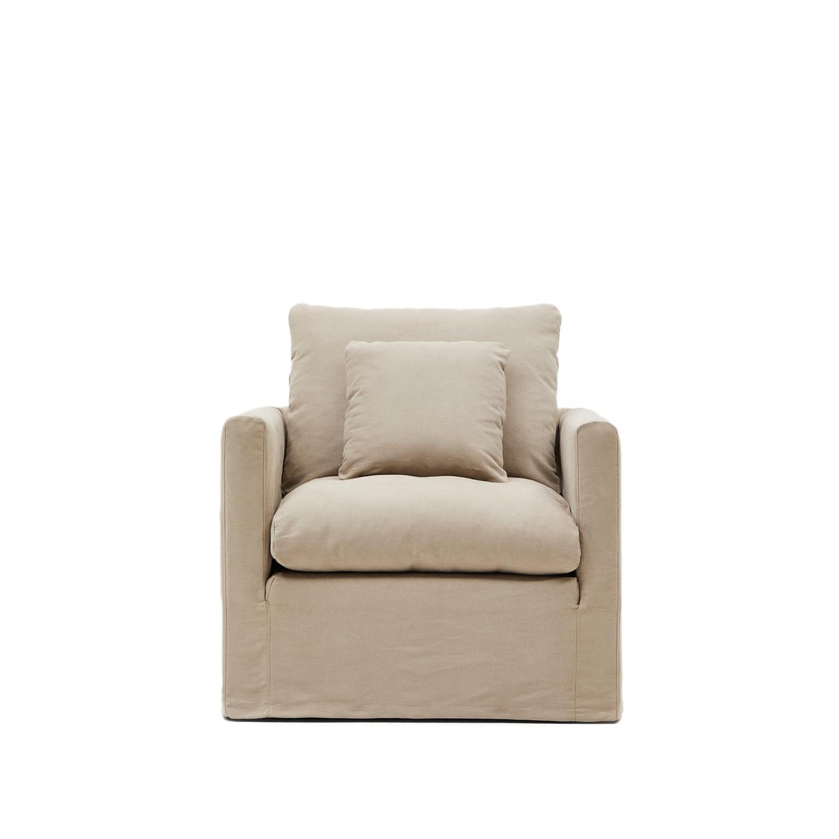 Nora Sessel mit abziehbarem Kissenbezug aus Leinen und Baumwolle taupe 92 cm - ZEN ZONE