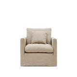 Nora Sessel mit abziehbarem Kissenbezug aus Leinen und Baumwolle taupe 92 cm - ZEN ZONE