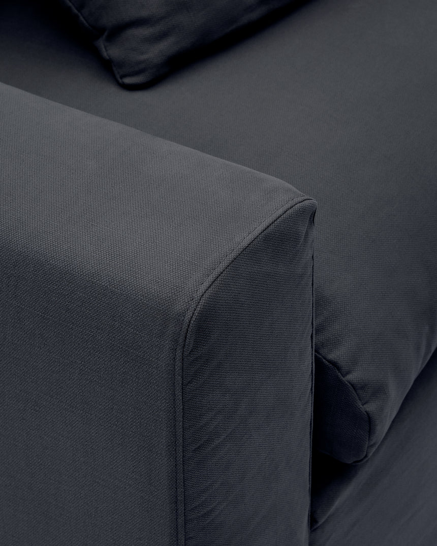 Nora Sessel mit abziehbarem Kissenbezug aus Leinen und Baumwolle anthrazitgrau 140 cm - ZEN ZONE Furniture