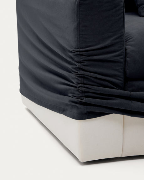 Nora Sessel mit abziehbarem Kissenbezug aus Leinen und Baumwolle anthrazitgrau 140 cm - ZEN ZONE Furniture
