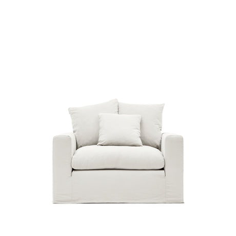 Nora Sessel mit abziehbarem Kissenbezug aus Leinen und Baumwolle naturfarben 140 cm - ZEN ZONE Furniture