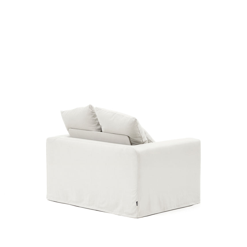 Nora Sessel mit abziehbarem Kissenbezug aus Leinen und Baumwolle naturfarben 140 cm - ZEN ZONE Furniture