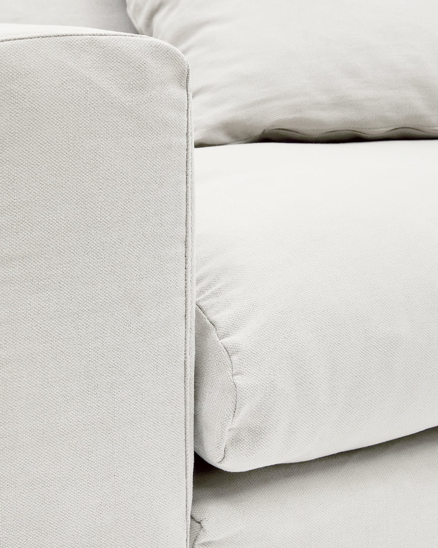 Nora Sessel mit abziehbarem Kissenbezug aus Leinen und Baumwolle naturfarben 140 cm - ZEN ZONE Furniture