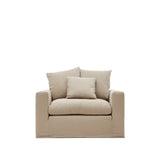 Nora Sessel mit abziehbarem Kissenbezug aus Leinen und Baumwolle taupe 140 cm - ZEN ZONE Furniture