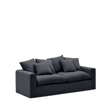 Nora 3 Sitzer Sofa mit abziehbaren Kissenbezügen aus Leinen und Baumwolle anthrazitgrau 240 cm - ZEN ZONE Furniture