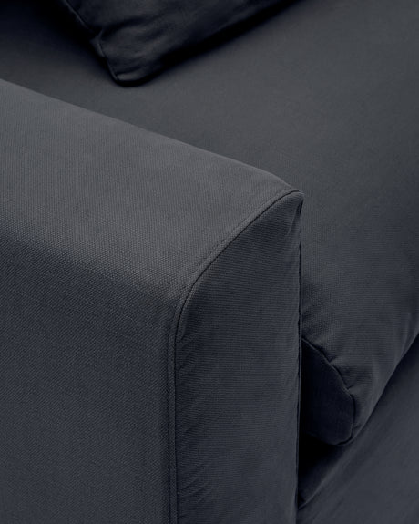 Nora 3 Sitzer Sofa mit abziehbaren Kissenbezügen aus Leinen und Baumwolle anthrazitgrau 240 cm - ZEN ZONE Furniture
