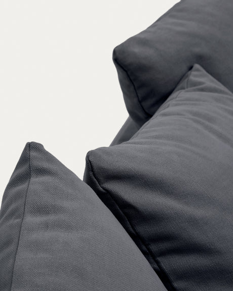 Nora 3 Sitzer Sofa mit abziehbaren Kissenbezügen aus Leinen und Baumwolle anthrazitgrau 240 cm - ZEN ZONE Furniture