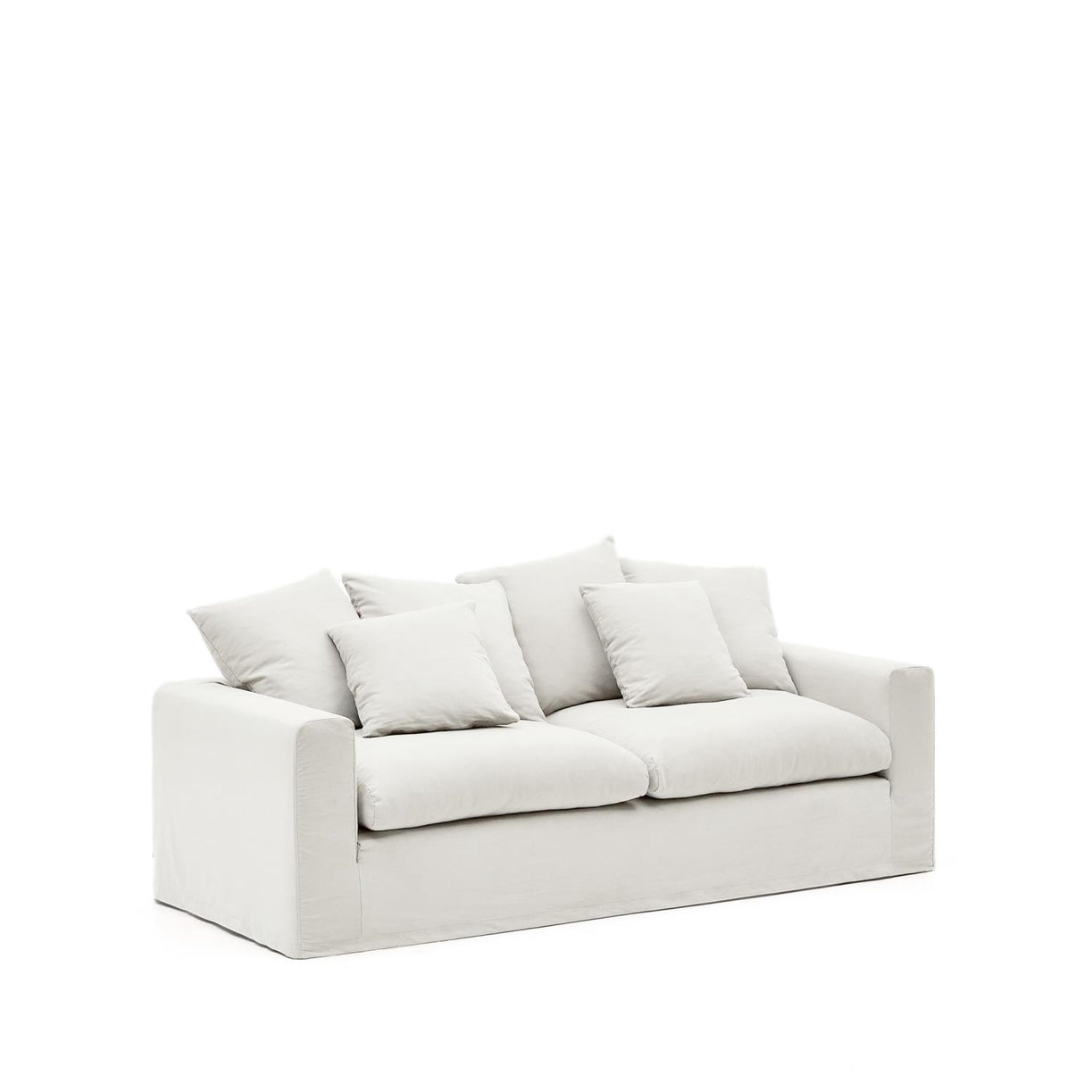 Nora 3 Sitzer Sofa mit abziehbaren Kissenbezügen aus Leinen und Baumwolle naturfarben 240 cm - ZEN ZONE