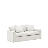 Nora 3 Sitzer Sofa mit abziehbaren Kissenbezügen aus Leinen und Baumwolle naturfarben 240 cm - ZEN ZONE
