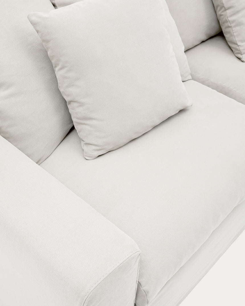 Nora 3 Sitzer Sofa mit abziehbaren Kissenbezügen aus Leinen und Baumwolle naturfarben 240 cm - ZEN ZONE Furniture