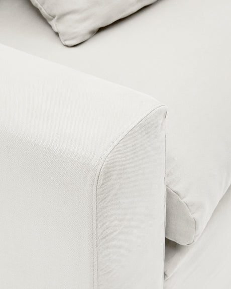 Nora 3 Sitzer Sofa mit abziehbaren Kissenbezügen aus Leinen und Baumwolle naturfarben 240 cm - ZEN ZONE Furniture