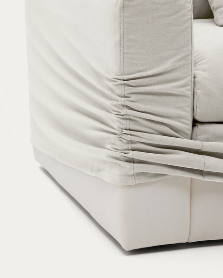 Nora 3 Sitzer Sofa mit abziehbaren Kissenbezügen aus Leinen und Baumwolle naturfarben 240 cm - ZEN ZONE Furniture