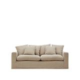 Nora 3 Sitzer Sofa mit abziehbaren Kissenbezügen aus Leinen und Baumwolle taupe 240 cm - ZEN ZONE Furniture