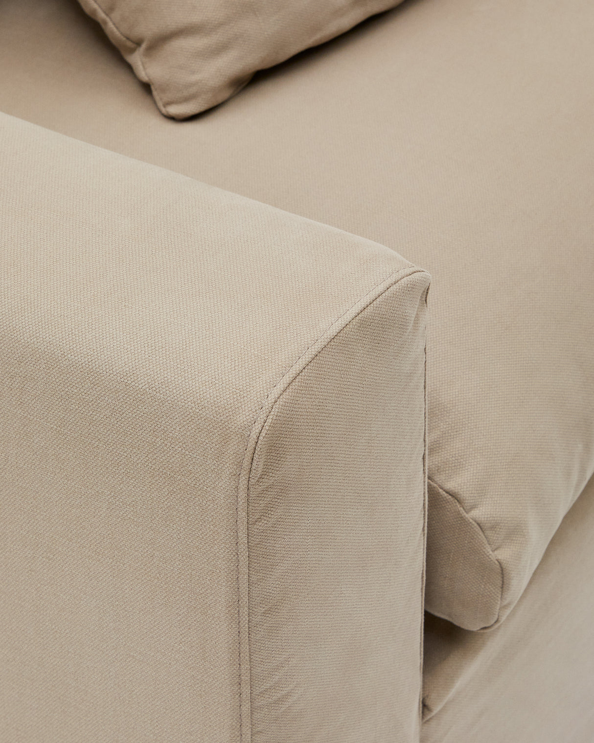 Nora 3 Sitzer Sofa mit abziehbaren Kissenbezügen aus Leinen und Baumwolle taupe 240 cm - ZEN ZONE Furniture