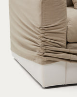 Nora 3 Sitzer Sofa mit abziehbaren Kissenbezügen aus Leinen und Baumwolle taupe 240 cm - ZEN ZONE Furniture
