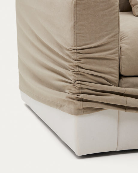 Nora 3 Sitzer Sofa mit abziehbaren Kissenbezügen aus Leinen und Baumwolle taupe 240 cm - ZEN ZONE Furniture