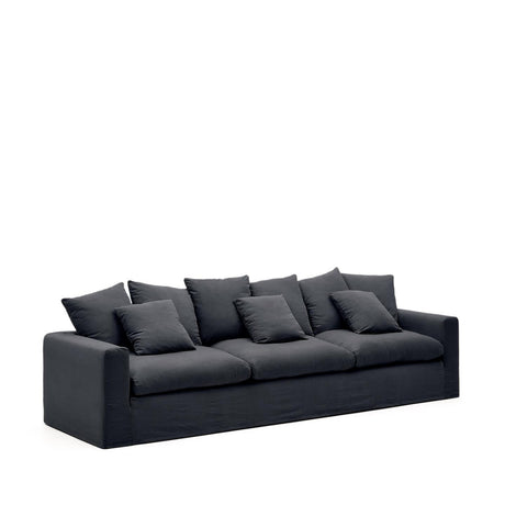 Nora 4 Sitzer Sofa mit abziehbaren Kissenbezügen aus Leinen und Baumwolle anthrazitgrau 340 cm - ZEN ZONE