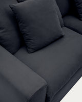 Nora 4 Sitzer Sofa mit abziehbaren Kissenbezügen aus Leinen und Baumwolle anthrazitgrau 340 cm - ZEN ZONE Furniture