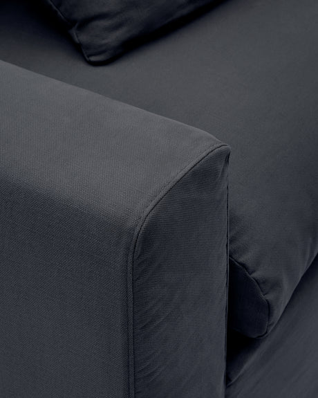 Nora 4 Sitzer Sofa mit abziehbaren Kissenbezügen aus Leinen und Baumwolle anthrazitgrau 340 cm - ZEN ZONE Furniture