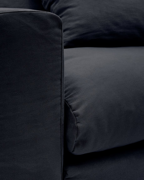 Nora 4 Sitzer Sofa mit abziehbaren Kissenbezügen aus Leinen und Baumwolle anthrazitgrau 340 cm - ZEN ZONE Furniture