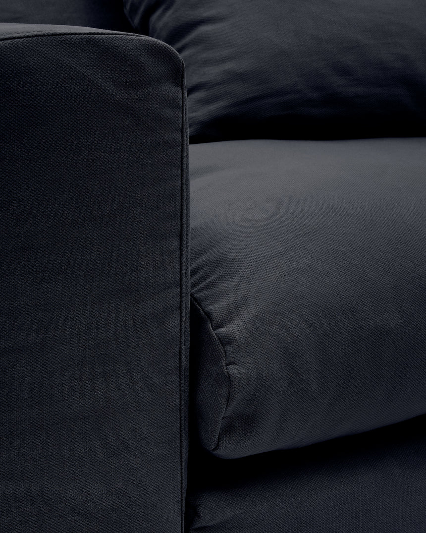 Nora 4 Sitzer Sofa mit abziehbaren Kissenbezügen aus Leinen und Baumwolle anthrazitgrau 340 cm - ZEN ZONE Furniture