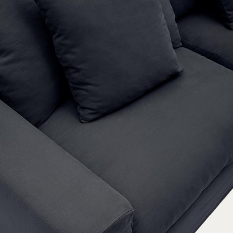 Nora 4 Sitzer Sofa mit abziehbaren Kissenbezügen aus Leinen und Baumwolle anthrazitgrau 340 cm - ZEN ZONE