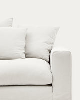 Nora 4 Sitzer Sofa mit abziehbaren Kissenbezügen aus Leinen und Baumwolle naturfarben 340 cm - ZEN ZONE Furniture