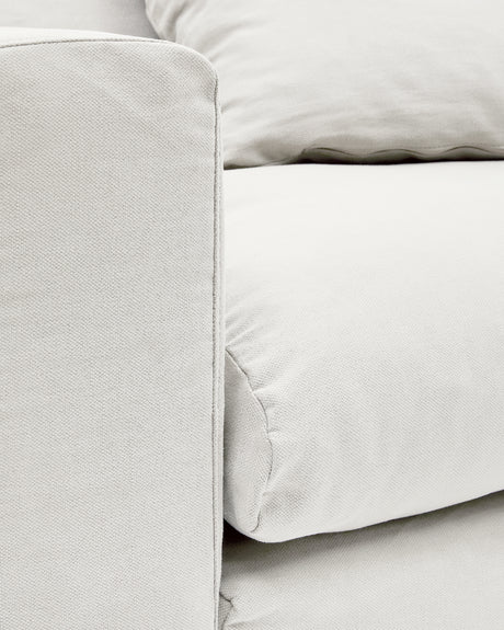 Nora 4 Sitzer Sofa mit abziehbaren Kissenbezügen aus Leinen und Baumwolle naturfarben 340 cm - ZEN ZONE Furniture