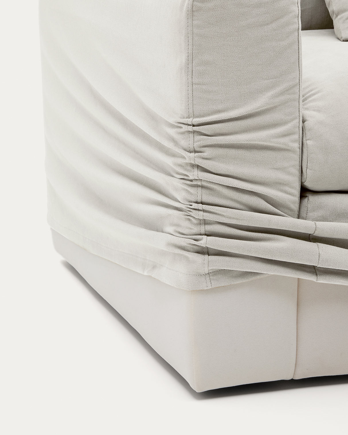 Nora 4 Sitzer Sofa mit abziehbaren Kissenbezügen aus Leinen und Baumwolle naturfarben 340 cm - ZEN ZONE Furniture