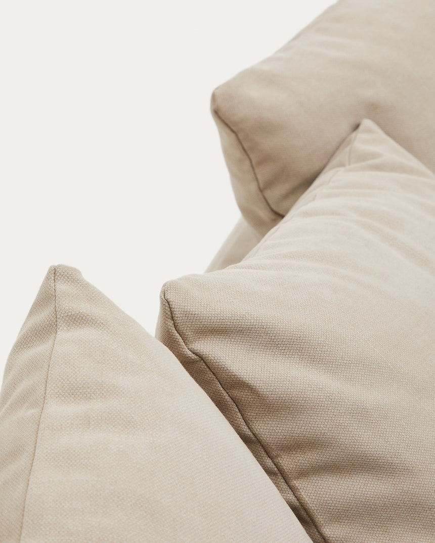 Nora 4 Sitzer Sofa mit abziehbaren Kissenbezügen aus Leinen und Baumwolle taupe 340 cm - ZEN ZONE Furniture