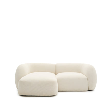 Martina modulares 2-Sitzer-Sofa in Chenille mit Chaiselongue links Farbe Ecru 230 cm - ZEN ZONE Furniture