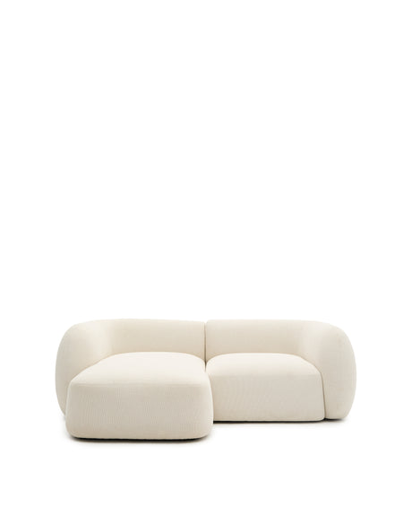 Martina modulares 2-Sitzer-Sofa in Chenille mit Chaiselongue links Farbe Ecru 230 cm - ZEN ZONE Furniture