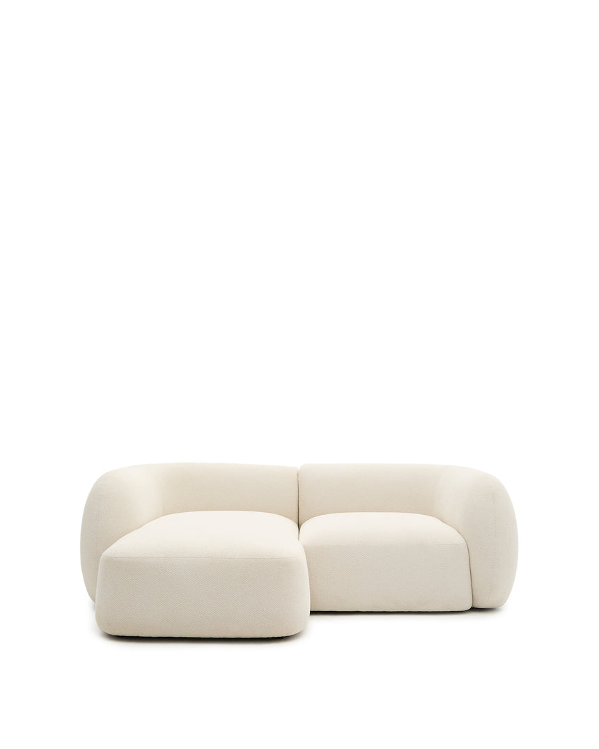 Martina modulares 2-Sitzer-Sofa in Chenille mit Chaiselongue links Farbe Ecru 230 cm - ZEN ZONE Furniture