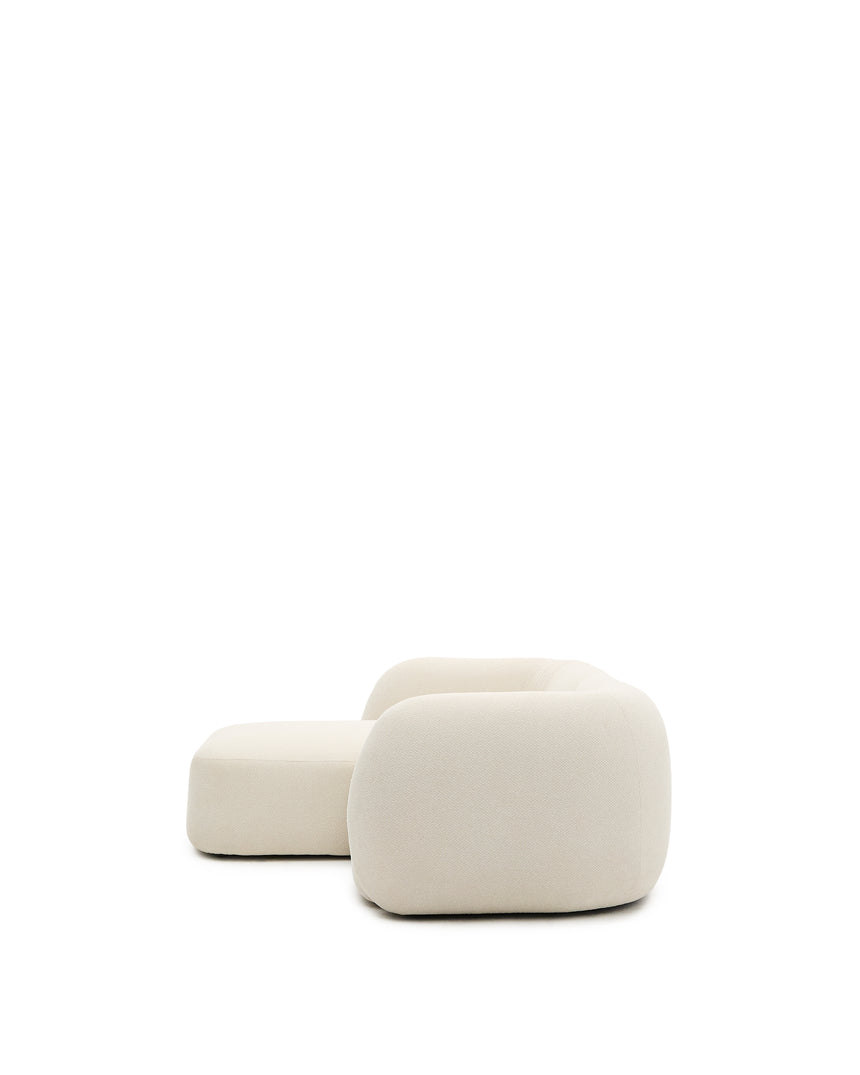 Martina modulares 2-Sitzer-Sofa in Chenille mit Chaiselongue links Farbe Ecru 230 cm - ZEN ZONE Furniture