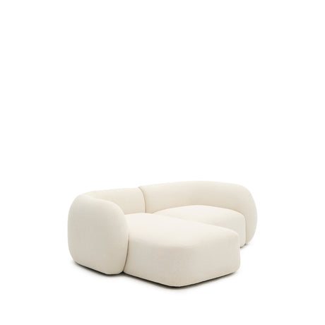 Martina modulares 2-Sitzer-Sofa in Chenille mit Chaiselongue links Farbe Ecru 230 cm - ZEN ZONE Furniture