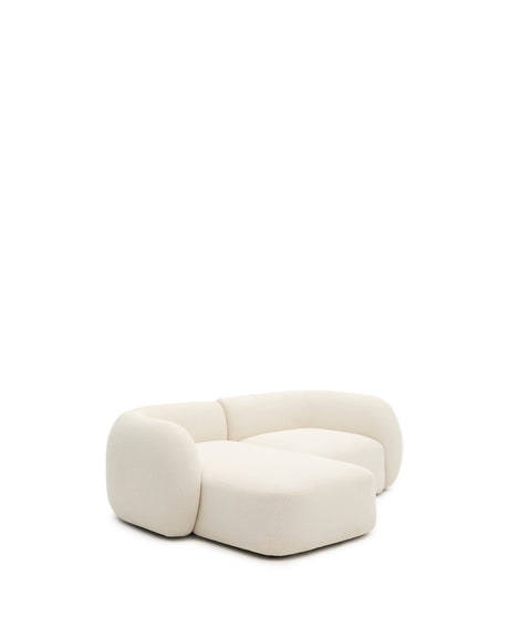 Martina modulares 2-Sitzer-Sofa in Chenille mit Chaiselongue links Farbe Ecru 230 cm - ZEN ZONE Furniture