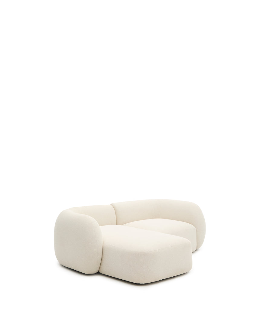 Martina modulares 2-Sitzer-Sofa in Chenille mit Chaiselongue links Farbe Ecru 230 cm - ZEN ZONE Furniture