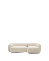 Martina modulares 3-Sitzer-Sofa in Chenille mit Chaiselongue rechts Farbe Ecru 287 cm - ZEN ZONE Furniture