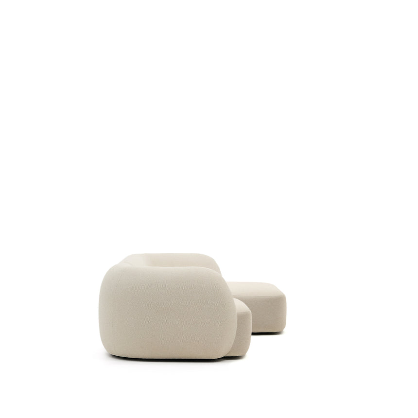 Martina modulares 3-Sitzer-Sofa in Chenille mit Chaiselongue rechts Farbe Ecru 287 cm - ZEN ZONE Furniture