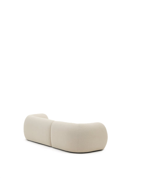 Martina modulares 3-Sitzer-Sofa in Chenille mit Chaiselongue rechts Farbe Ecru 287 cm - ZEN ZONE Furniture