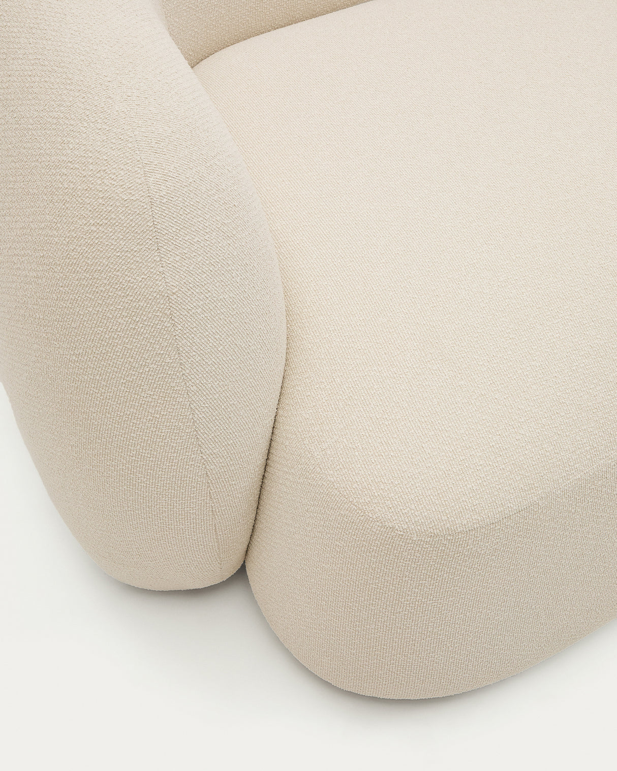 Martina modulares 3-Sitzer-Sofa in Chenille mit Chaiselongue rechts Farbe Ecru 287 cm - ZEN ZONE Furniture