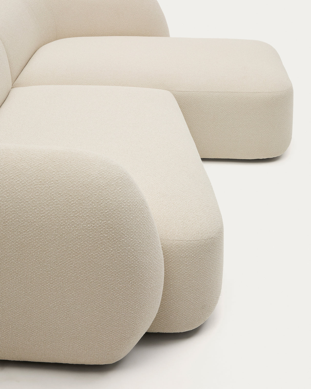 Martina modulares 3-Sitzer-Sofa in Chenille mit Chaiselongue rechts Farbe Ecru 287 cm - ZEN ZONE Furniture