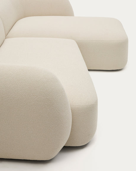 Martina modulares 3-Sitzer-Sofa in Chenille mit Chaiselongue rechts Farbe Ecru 287 cm - ZEN ZONE Furniture