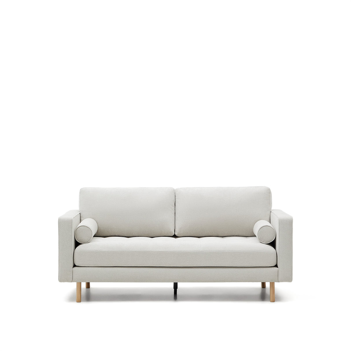 Debra 2-Sitzer-Sofa mit Bezug in perlfarbener Chenille Beine Finish natur 182 cm - ZEN ZONE Furniture