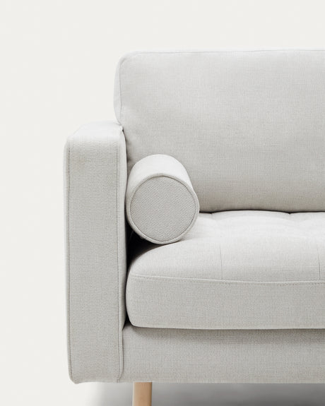 Debra 2-Sitzer-Sofa mit Pouf mit Bezug in perlfarbener Chenille Beine Finish natur 18 - ZEN ZONE Furniture