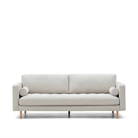 Debra 3-Sitzer-Sofa mit Bezug in perlfarbener Chenille Beine Finish natur 222 cm - ZEN ZONE Furniture
