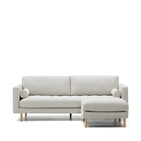 Debra 3-Sitzer-Sofa mit Pouf mit Bezug in perlfarbener Chenille Beine Finsh natur 222 - ZEN ZONE Furniture