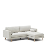 Debra 3-Sitzer-Sofa mit Pouf mit Bezug in perlfarbener Chenille Beine Finsh natur 222 - ZEN ZONE Furniture